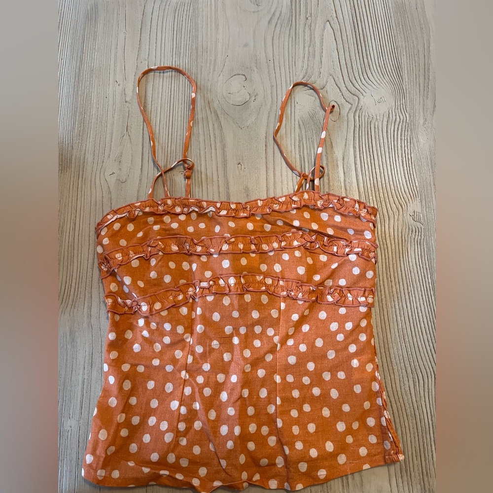 Anthropologie “ Bl^nk” London corset polka dot cotton/ linen tank NWT